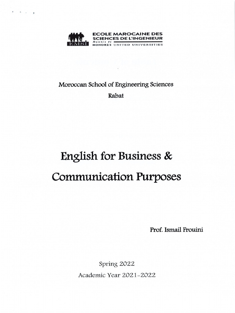 English For Business & Communication Purposes | PDF