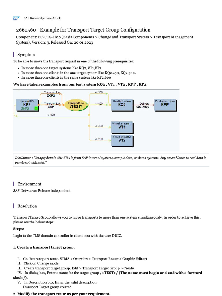 Example For Transport Target Group Configuration | PDF
