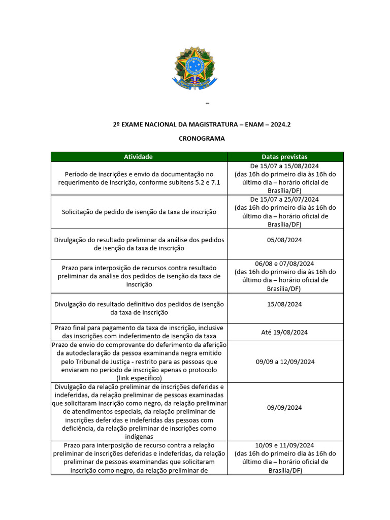 Cronograma Enam 2024 2 Atualizadov2 Pdf