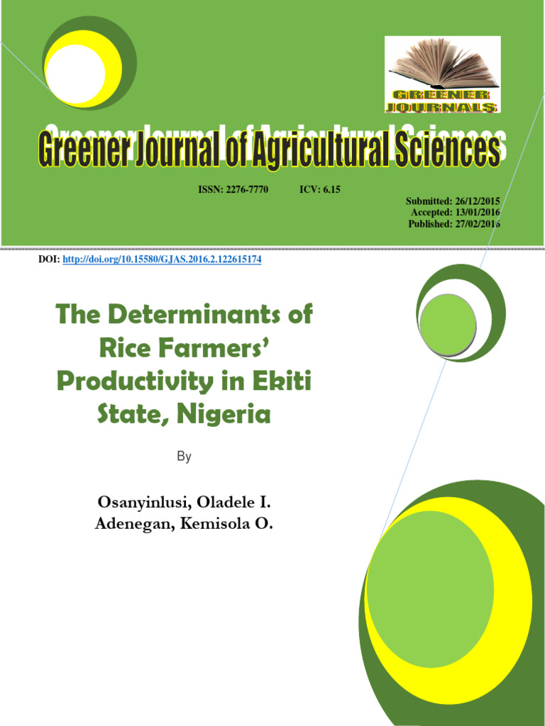 The Determinants of Rice Farmers Productivity in Ekiti State Nigeria | PDF