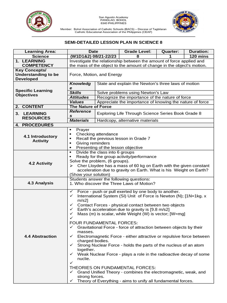 G8 SCIENCE 8 LESSON PLAN TO UPLOAD | PDF