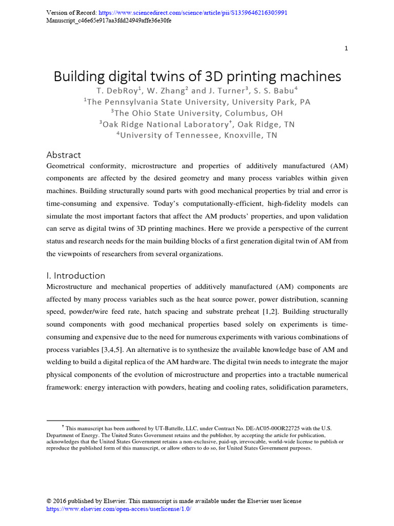 Building Digital Twins of 3D Printing Machines | PDF
