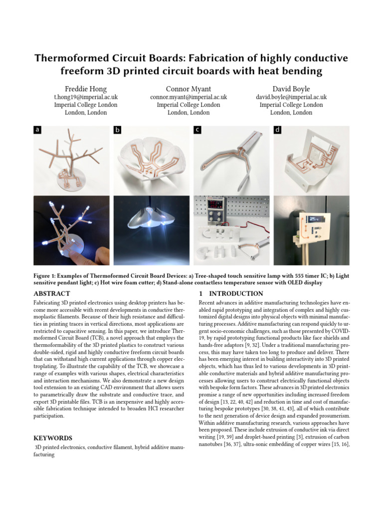 Thermoformed Circuit Boards: Fabrication of Highly Conductive Freeform ...