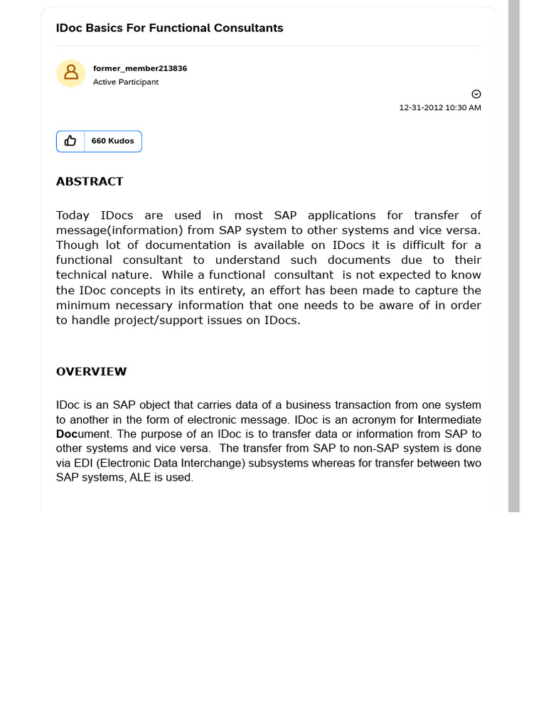 IDoc Basics For Functional Consultants - SAP Community | PDF