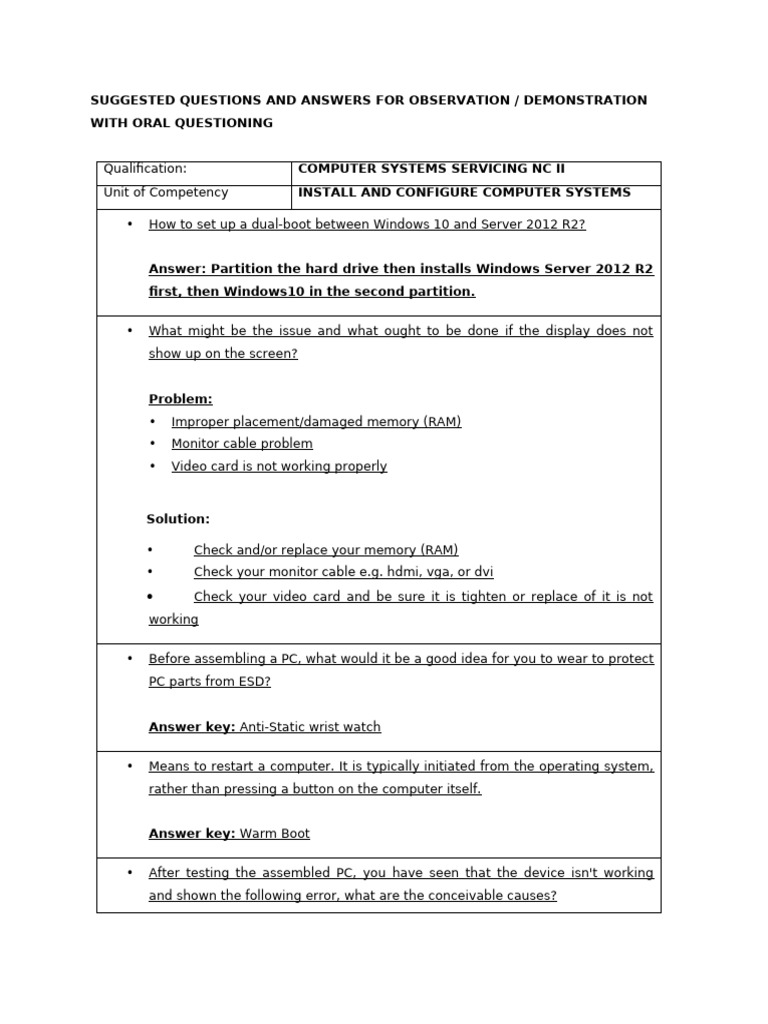 Suggested Questions and Answers For Observation | PDF