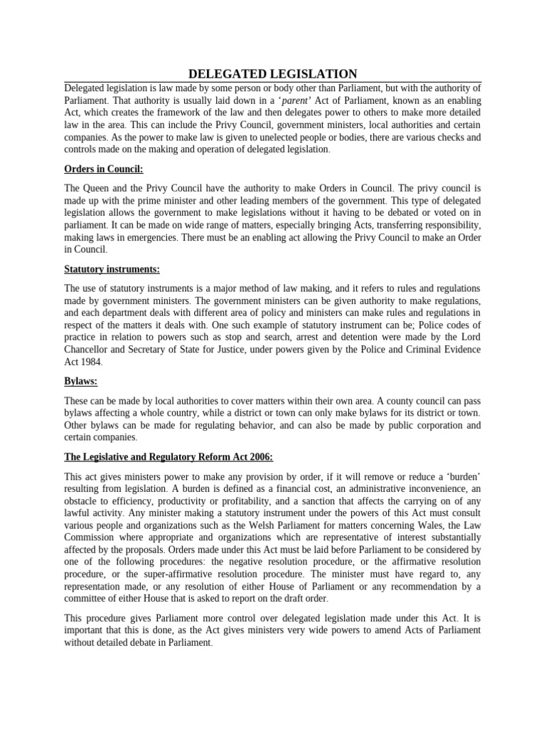 Delegated Legislation | PDF