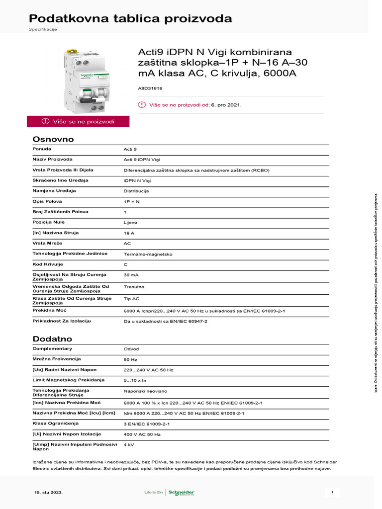 Schneider Electric - Acti9-iDPN-Vigi - A9D31616 | PDF