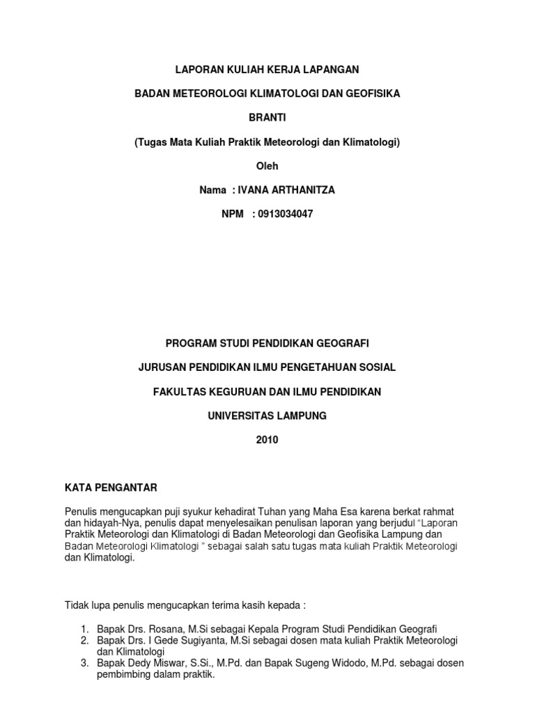 Laporan Kuliah Kerja Lapangan