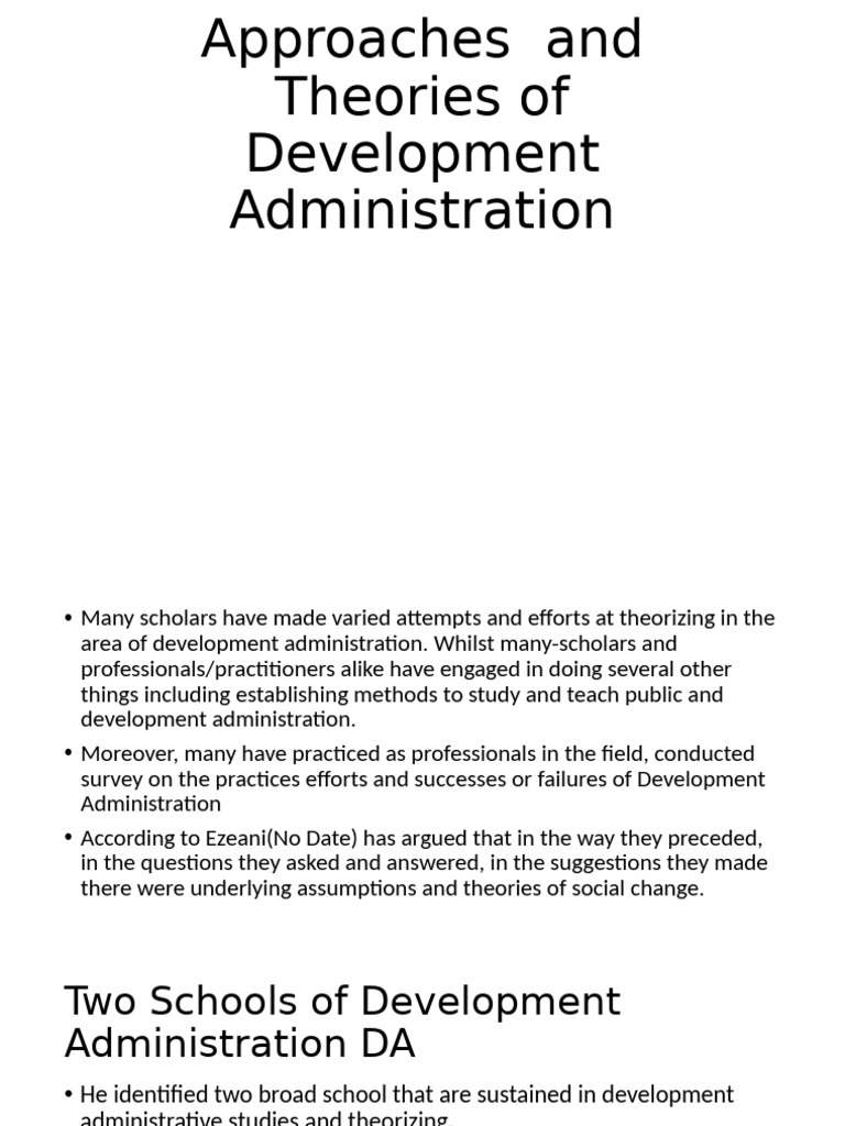 Approaches and Theories of Development Administration | PDF