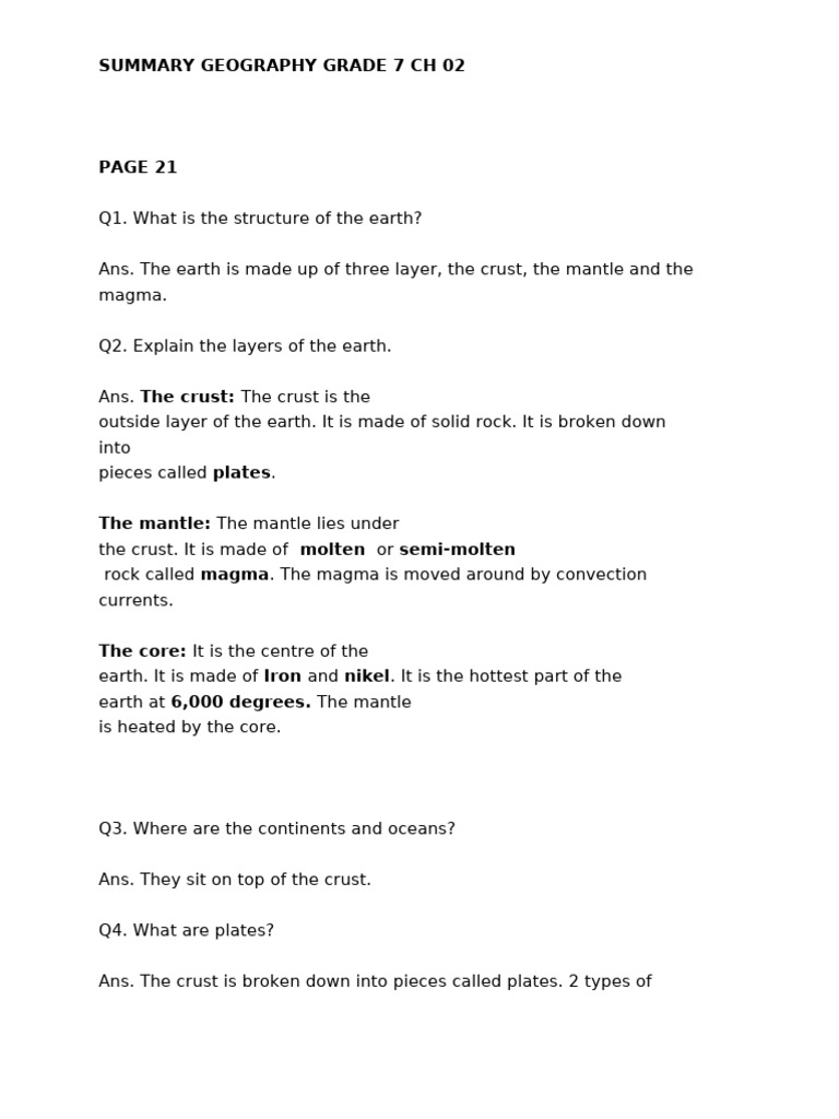 Summary Geography Grade 7 CH 02 | PDF