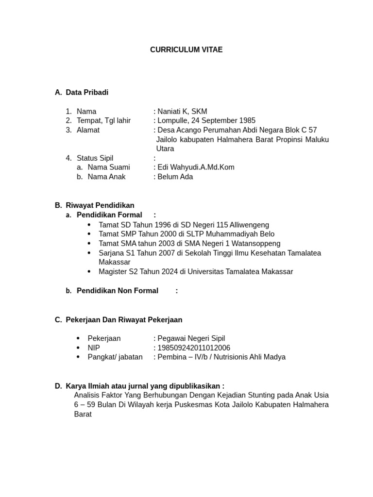 CURRICULUM VITAE TESIS NANIATI | PDF