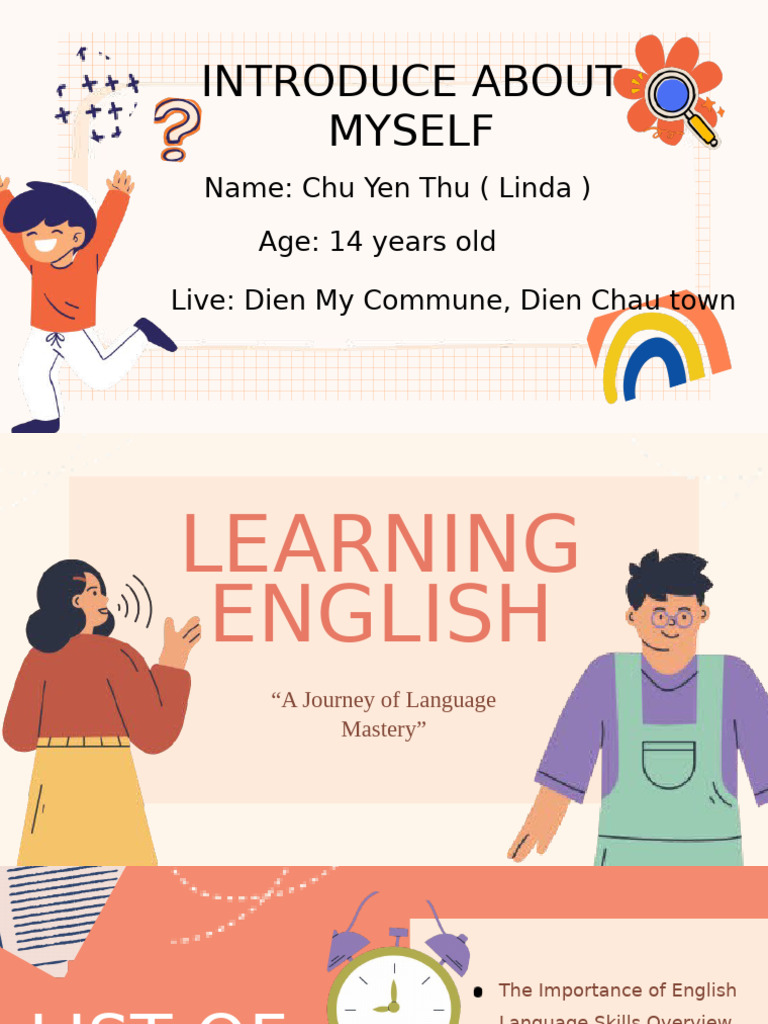 Orange and Cream Illustrative Learning English Presentation | PDF