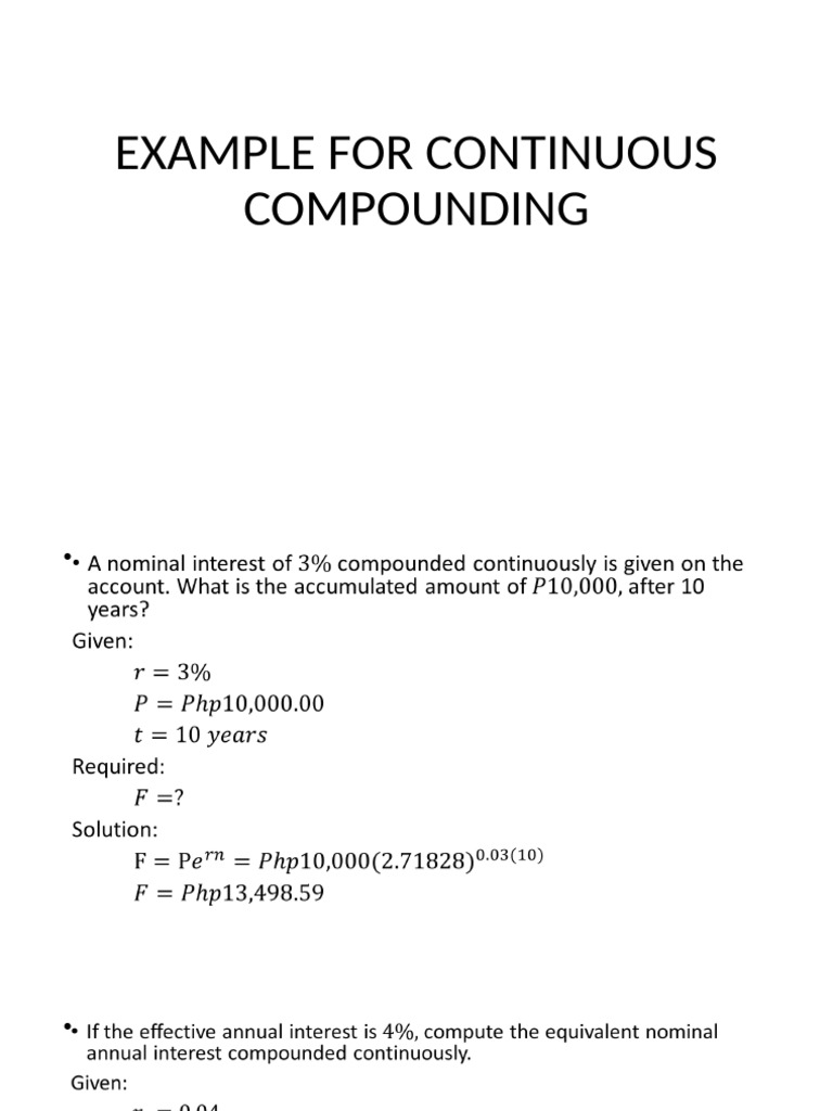 Example For Continuous Compounding | PDF