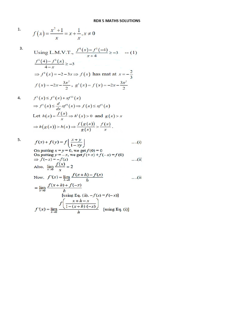 RDX 5 - Maths Solutions | PDF