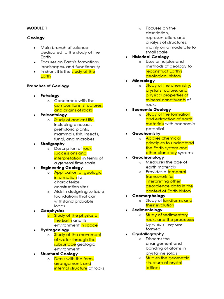 Geology Module 1 To 4 Pdf