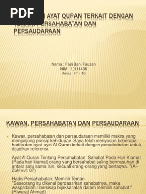 Hadis Dan Ayat Quran Terkait Dengan Teman Pdf