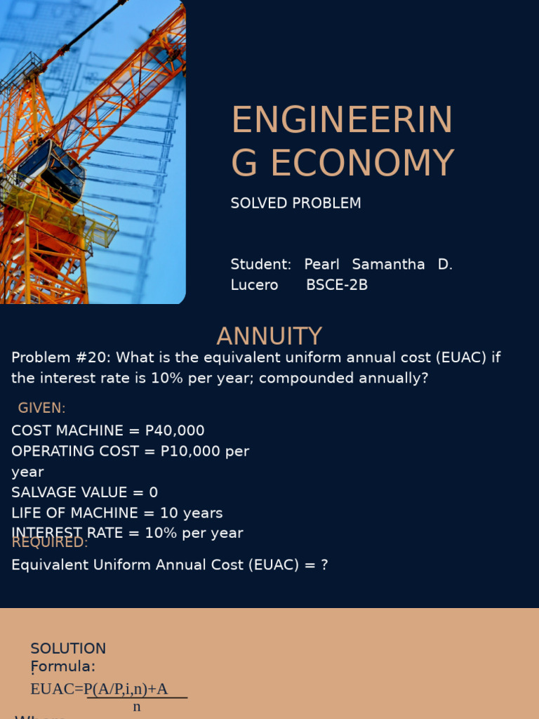 Calculate EUAC for Machine Costs | PDF