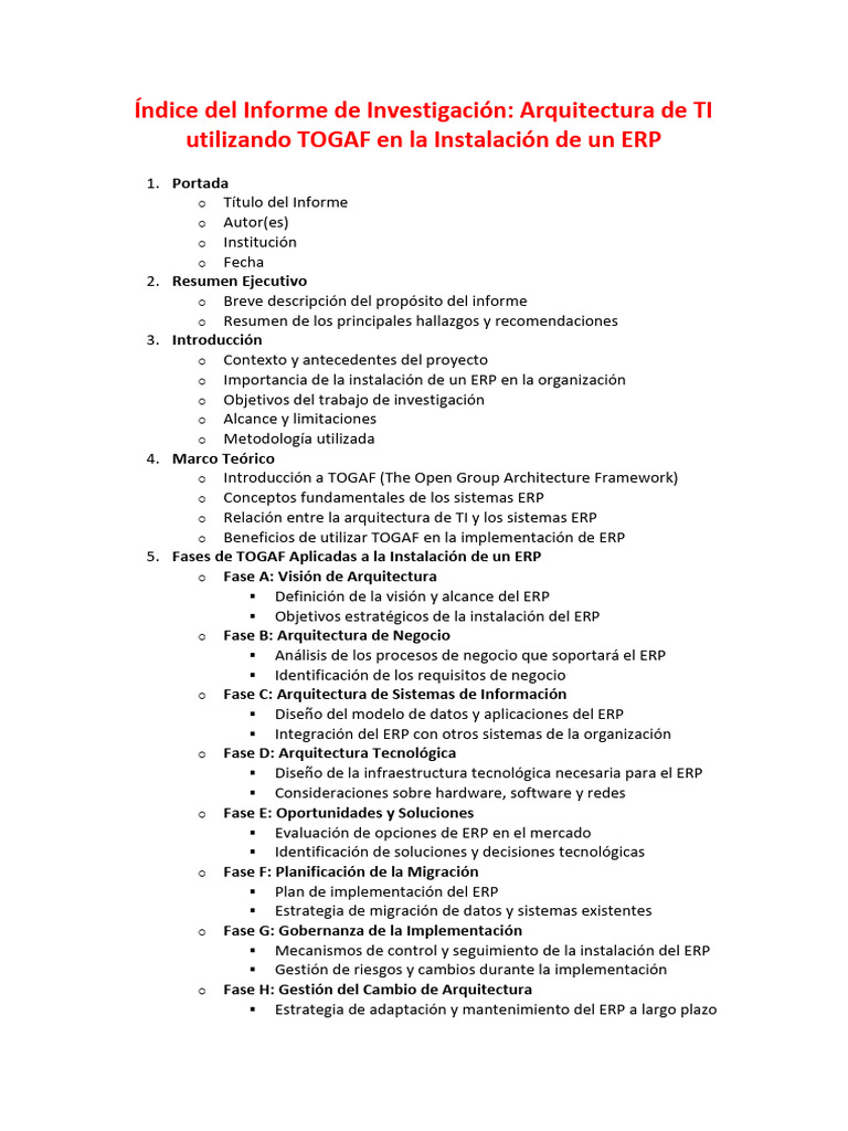 Índice Del Informe de Investigación | PDF