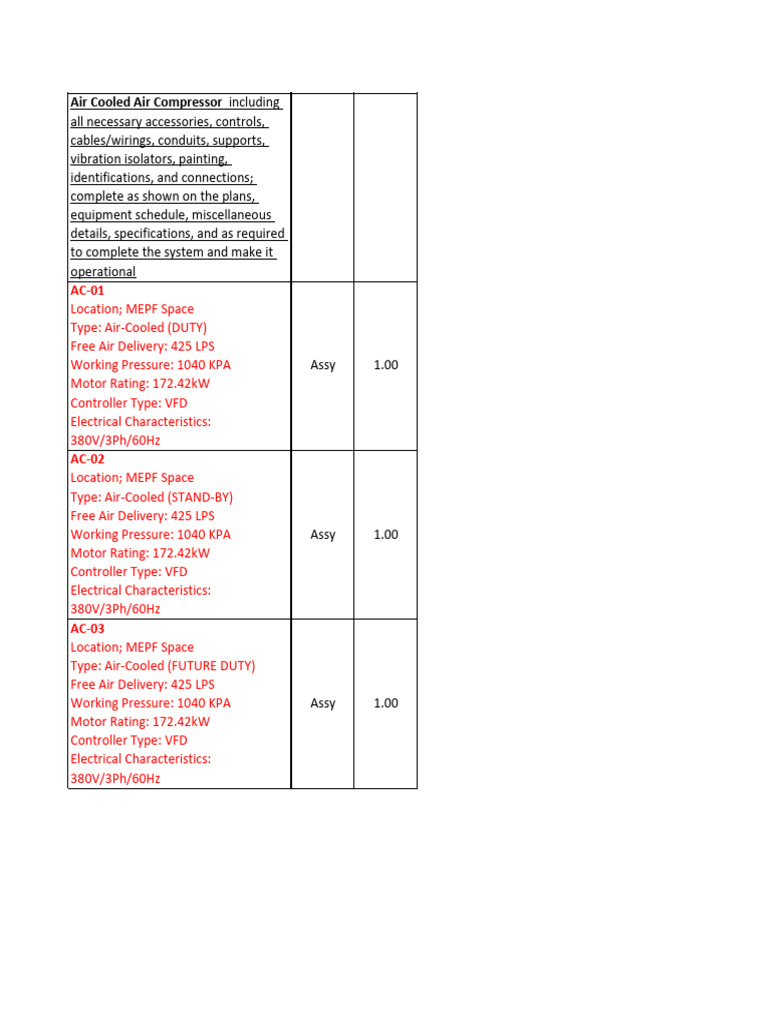 Industrial Air Compressor Specs | PDF | Electrical Wiring | Technology ...
