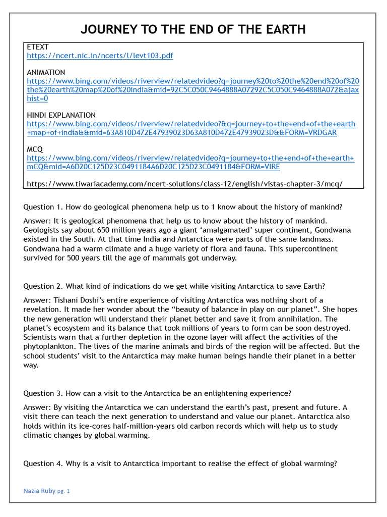 JOURNEY TO THE END OF THE EARTH | PDF