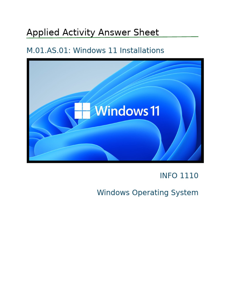 1110 M 01 As 01 A Windows 11 Clean Installation Answer Sheet | PDF
