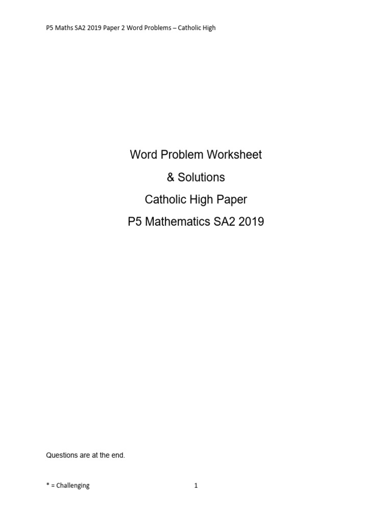 P5 Maths SA2 2019 Word Problems Guide | PDF | Elementary Geometry ...