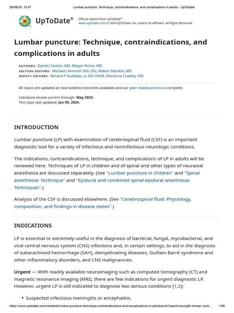 Lumbar Puncture - Technique, Contraindications, and Complications in ...