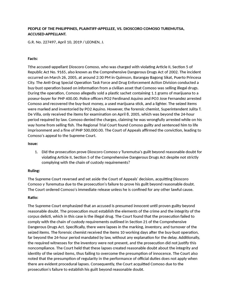 People vs. Comoso y Turemutsa | PDF