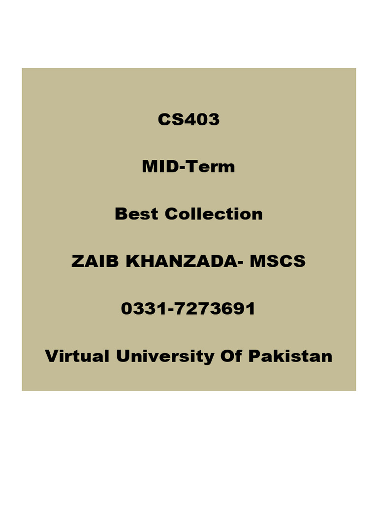 CS403 Mid Term | PDF