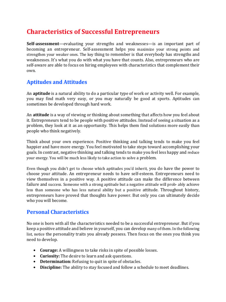 2 Characteristics Of Successful Entrepreneurs Pdf