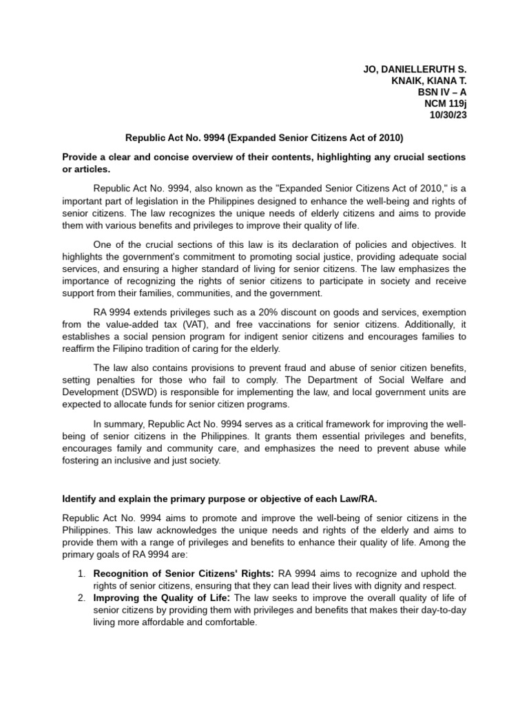 Republic act no 9994 expanded senior citizens act of 2010 pdf