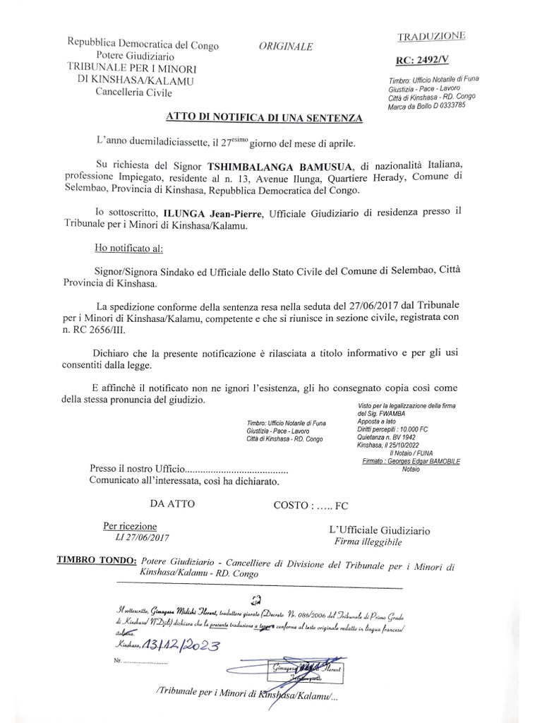 Atto Di Notifica Di Una Sentenza | PDF