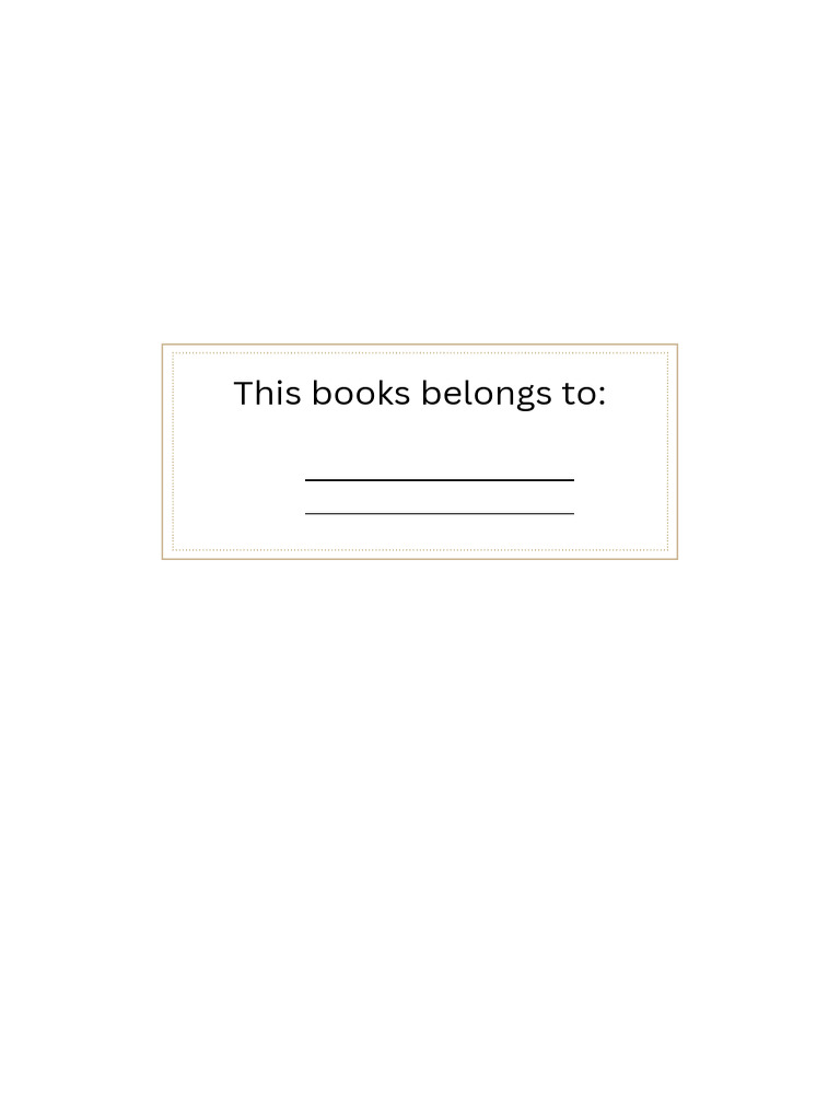 This Books Belongs To | PDF