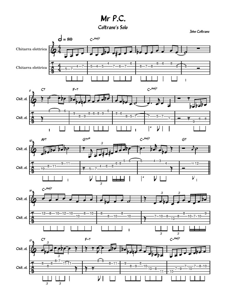 MR P.C Coltrane's Solo GUITAR TAB | PDF