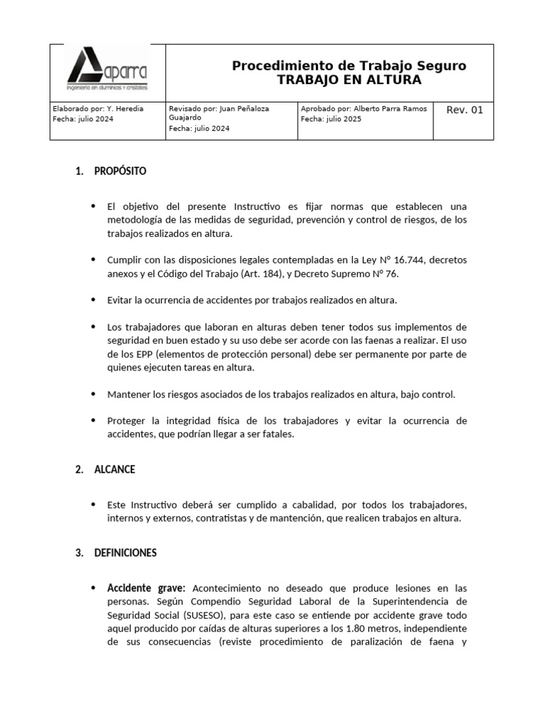 Trabajo en Altura | PDF