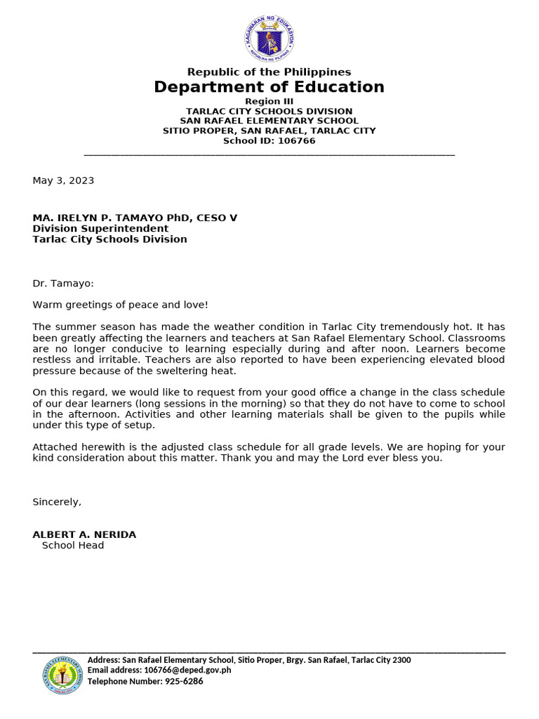 Letter of Request-Long Sessions | PDF