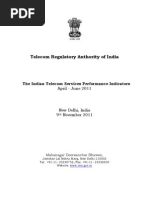 Telecom Regulatory Authority of India_Performance Indicators on India's Internet and Telecom Sector_Qtr Ended Jun 2011_Nov 9, 2011
