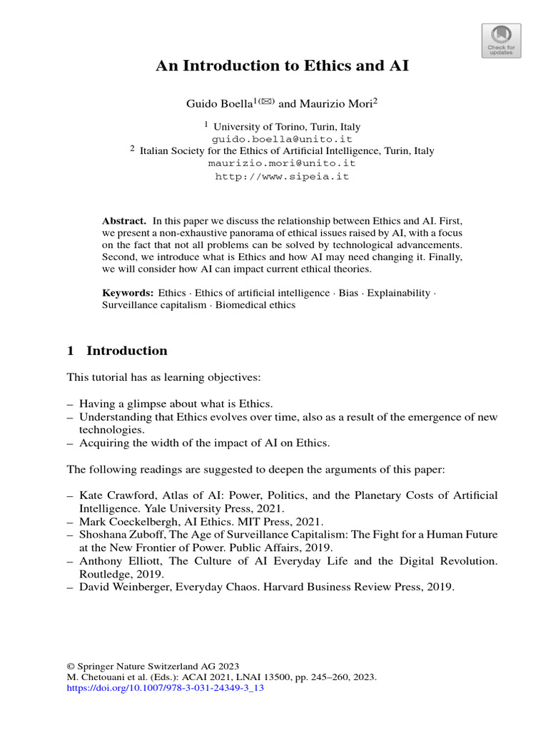 An Introduction To Ethics and AI: Abstract | PDF