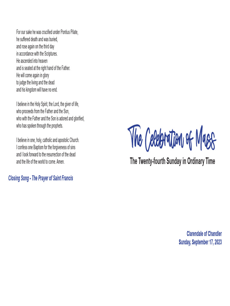 Mass September 17 2023 Pdf