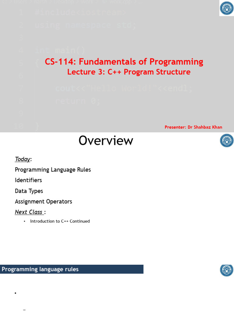 Lecture 3 - Programming Language Rules | PDF