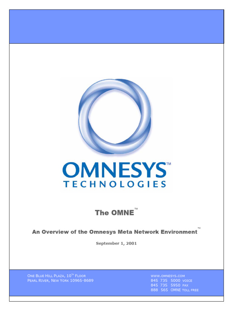 The OMNE-An Overview of The Omnesys Meta Network Environment | PDF