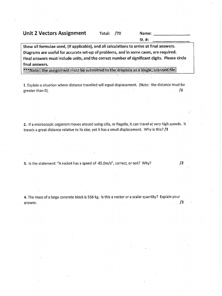 Unit 2 Vectors Assign - Reilly Grant | PDF