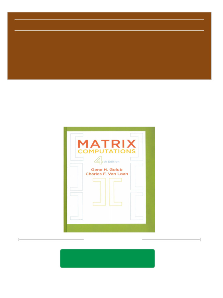 Matrix Computations 5th Edition Pdf