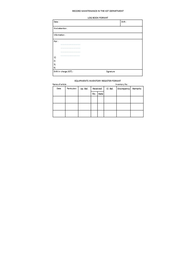 Record Maintained Format | PDF