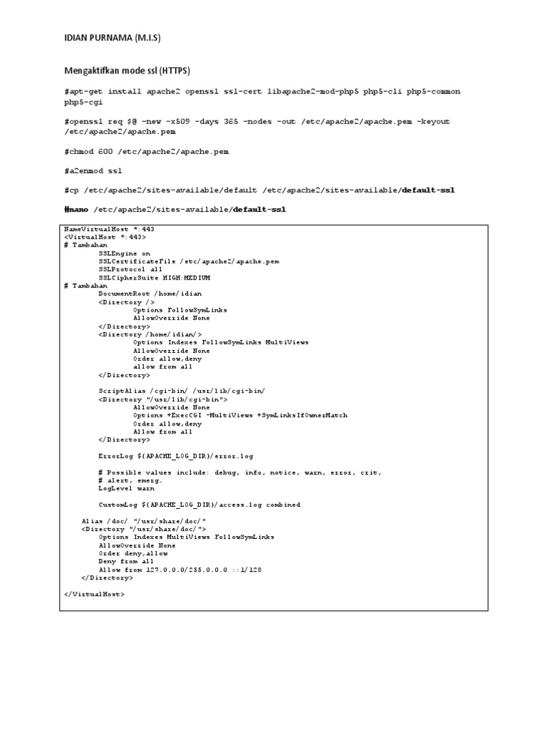 Apache SSL Setup Guide | PDF