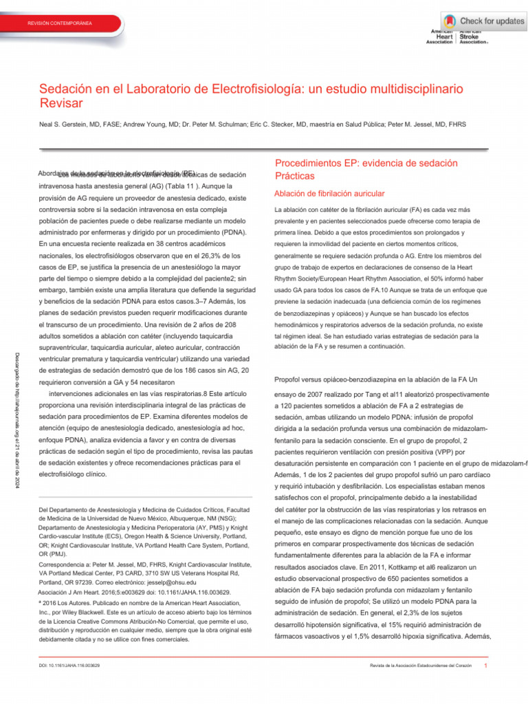Gerstein Et Al 2016 Sedation in The Electrophysiology Laboratory A ...