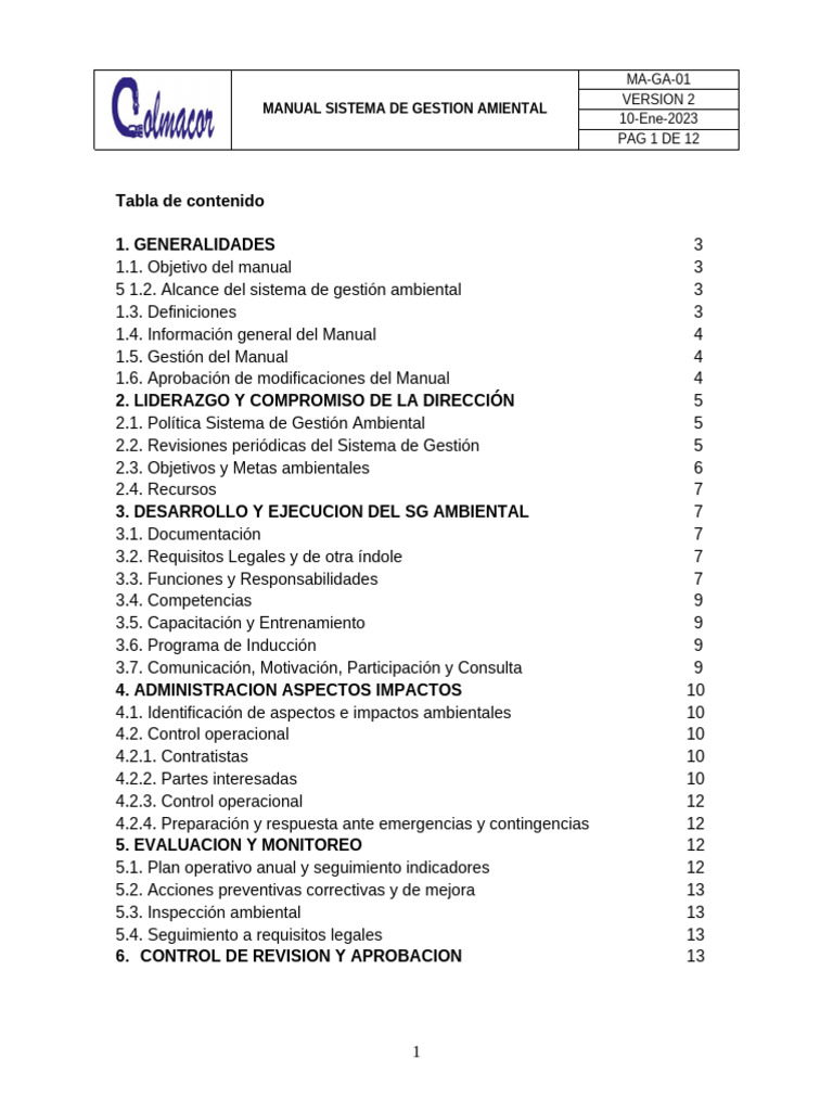 Manual de Gestión Ambiental ISO 14001 | PDF | Entorno natural | Residuos