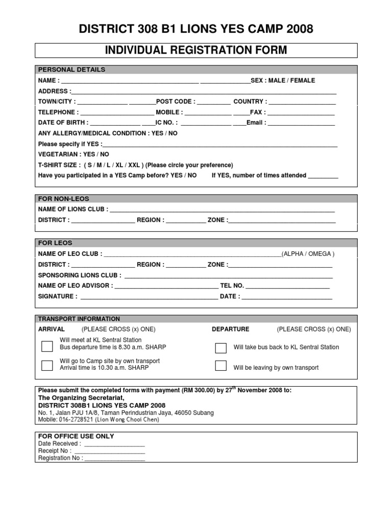Yes Camp 2008 Registration | PDF | Government Information | Justice