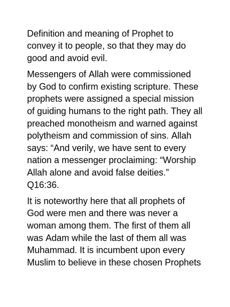 Belief In Prophets Pdf