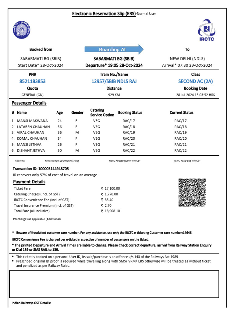 12957/sbib Ndls Raj Second Ac (2A) | PDF